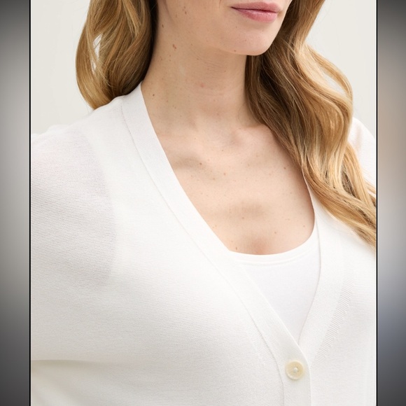Jones New York Cropped Cardigan – Size Small, Cream V-Neck - Picture 1 of 5